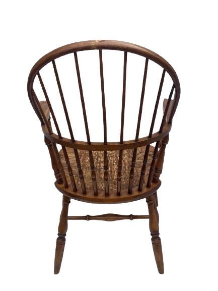 Antique Windsor Oak Wood Arm Chair • Rare Early 1900's