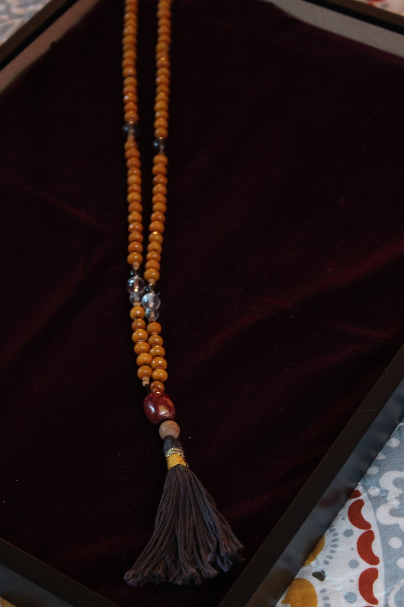 Yellow Glass Bead Meditation Necklace