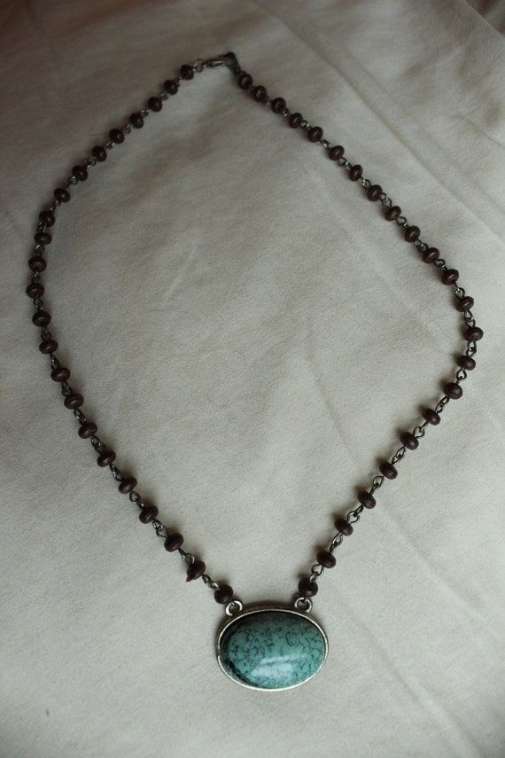 Vintage Turquoise Oval Beaded Necklace - image 8
