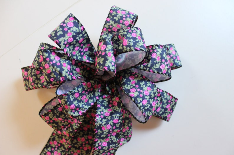 Black Floral Print BowFloral Print Ribbon