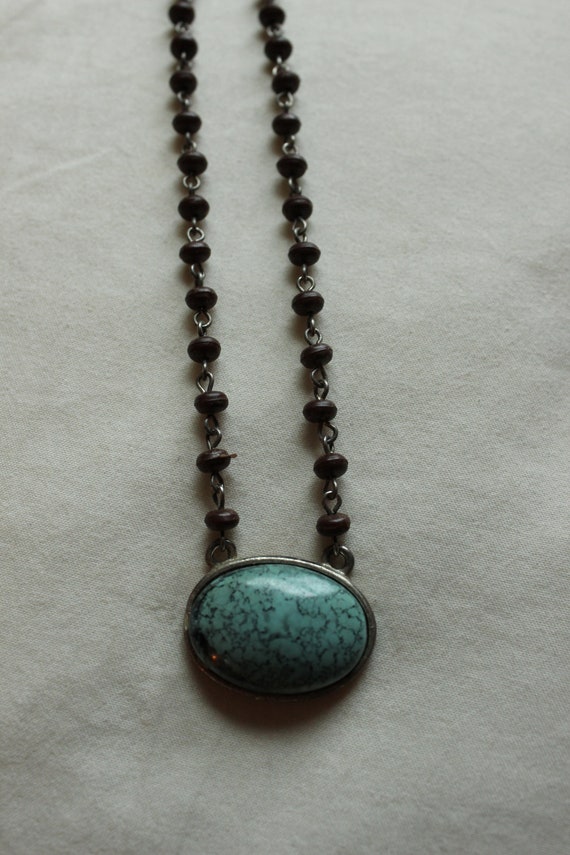 Vintage Turquoise Oval Beaded Necklace - image 6