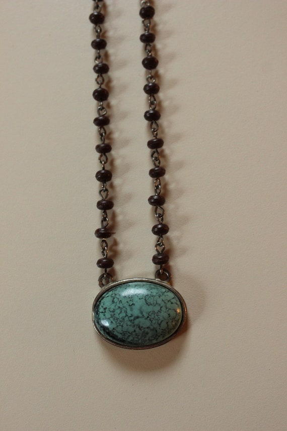 Vintage Turquoise Oval Beaded Necklace - image 4