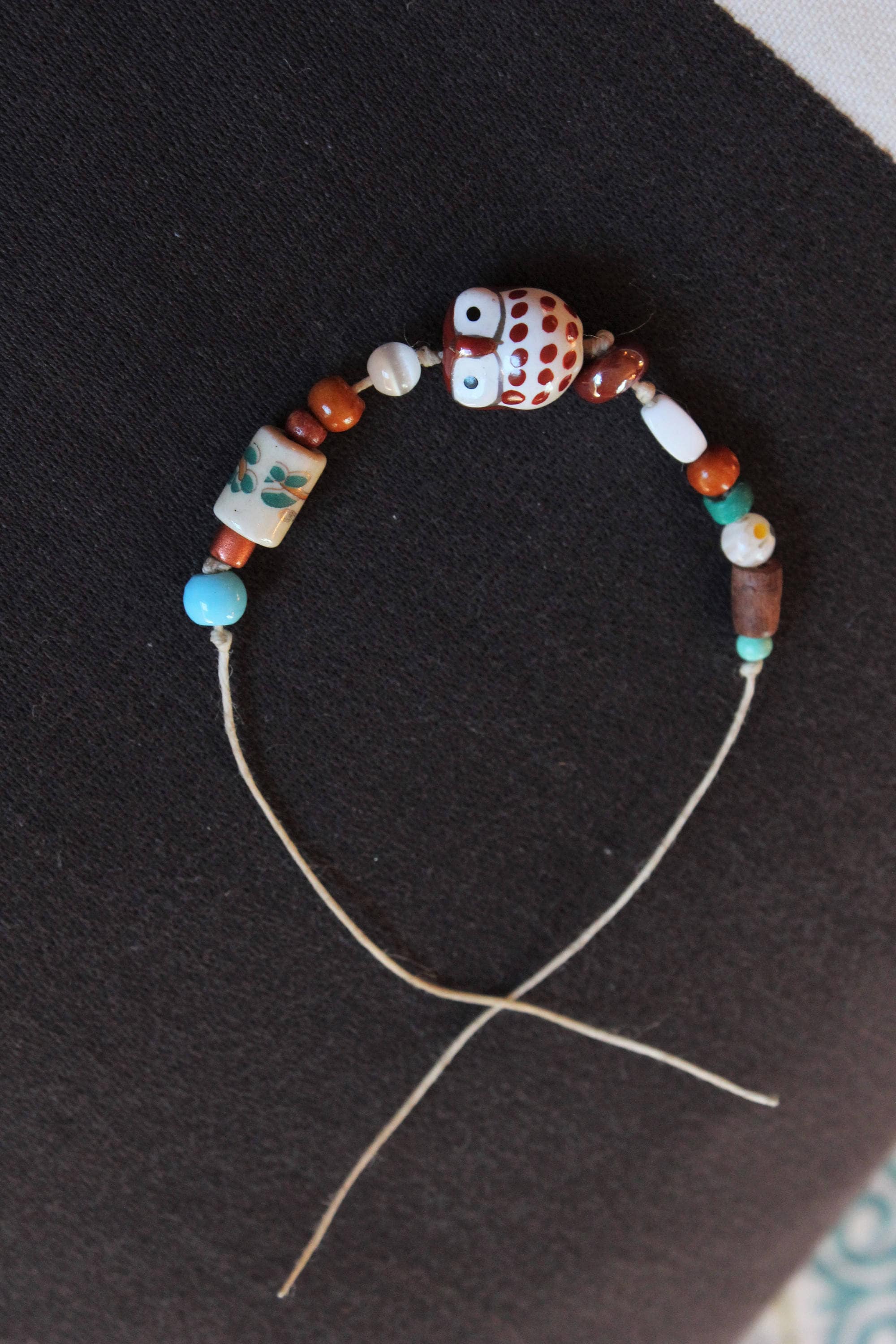 Glass Owl Beaded Bracelet