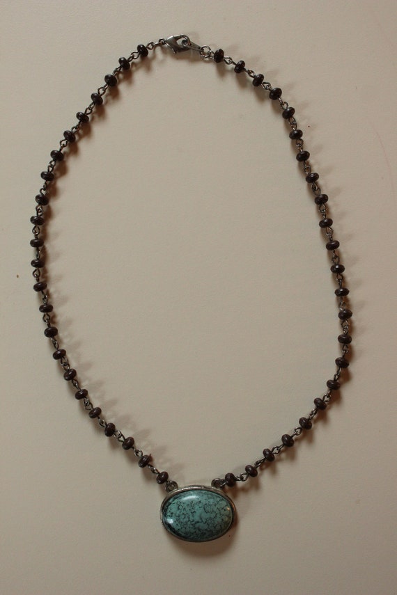 Vintage Turquoise Oval Beaded Necklace - image 2