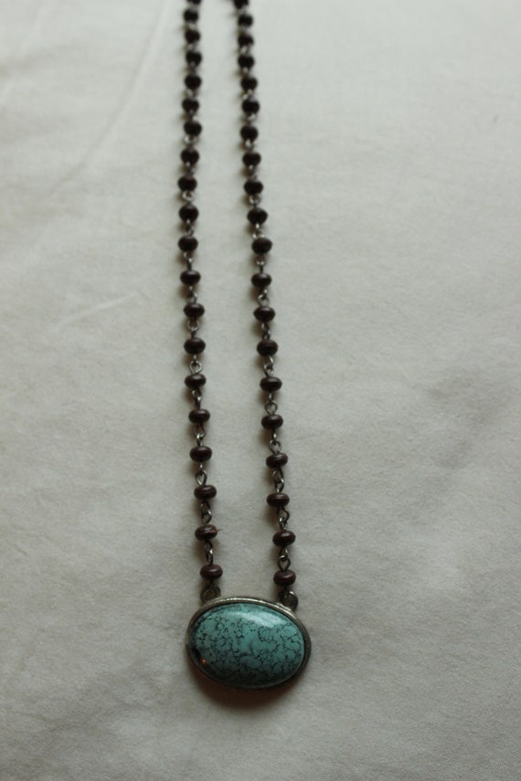 Vintage Turquoise Oval Beaded Necklace - image 5