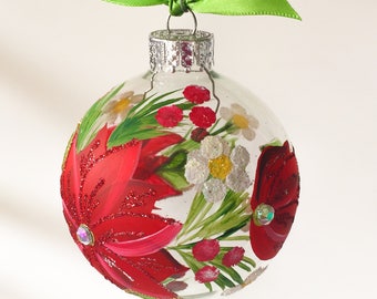 red poinsettia christmas ornament handmade christmas gift christmas tree ornaments christmas balls handpainted ornament - Poinsettia Christmas Decorations red poinsettia christmas ornament handmade christmas gift christmas tree ornaments christmas balls handpainted ornament - Poinsettia Christmas Decorations