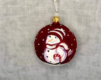 61 Hand painted Snowman Christmas Ornament, Christmas Gift, Christmas tree ornaments, Christmas balls, Handpainted ornament
