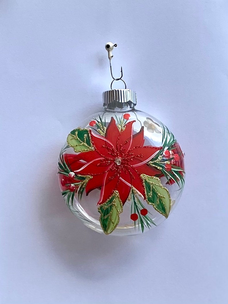 Red Poinsettia Christmas Ornament Handmade Christmas Gift Etsy