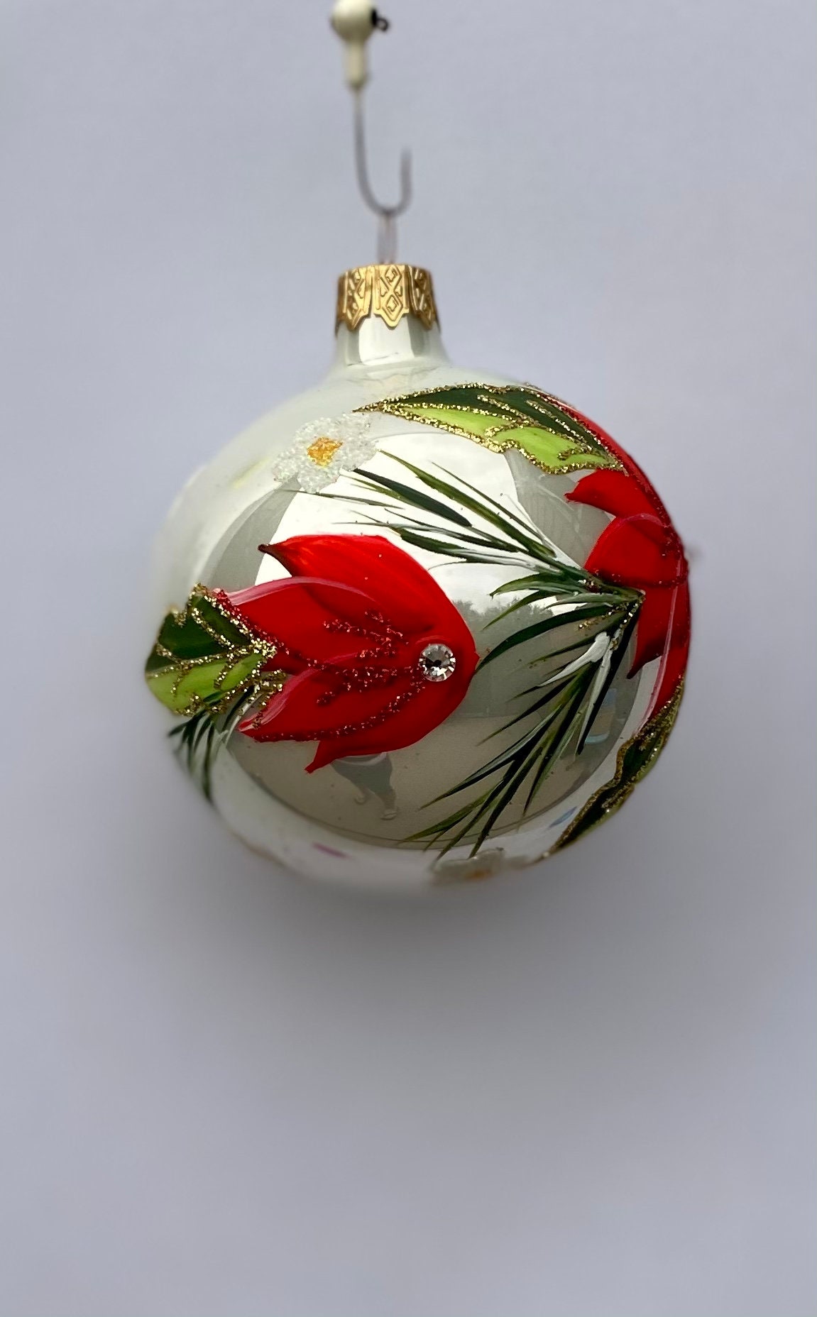 Red Poinsettia adorno de Navidad regalo de Navidad hecho a | Etsy