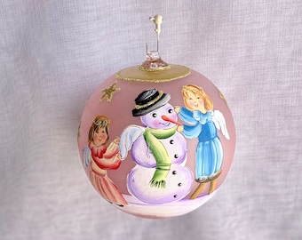 Handpainted Christmas Ornament, Winter Scene, Christmas Gift, Christmas tree ornaments, Christmas balls, Handpainted ornament#8
