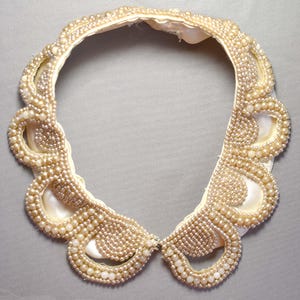 beaded collars for dresses BEADED LACE COLLAR: Black & White Crosses