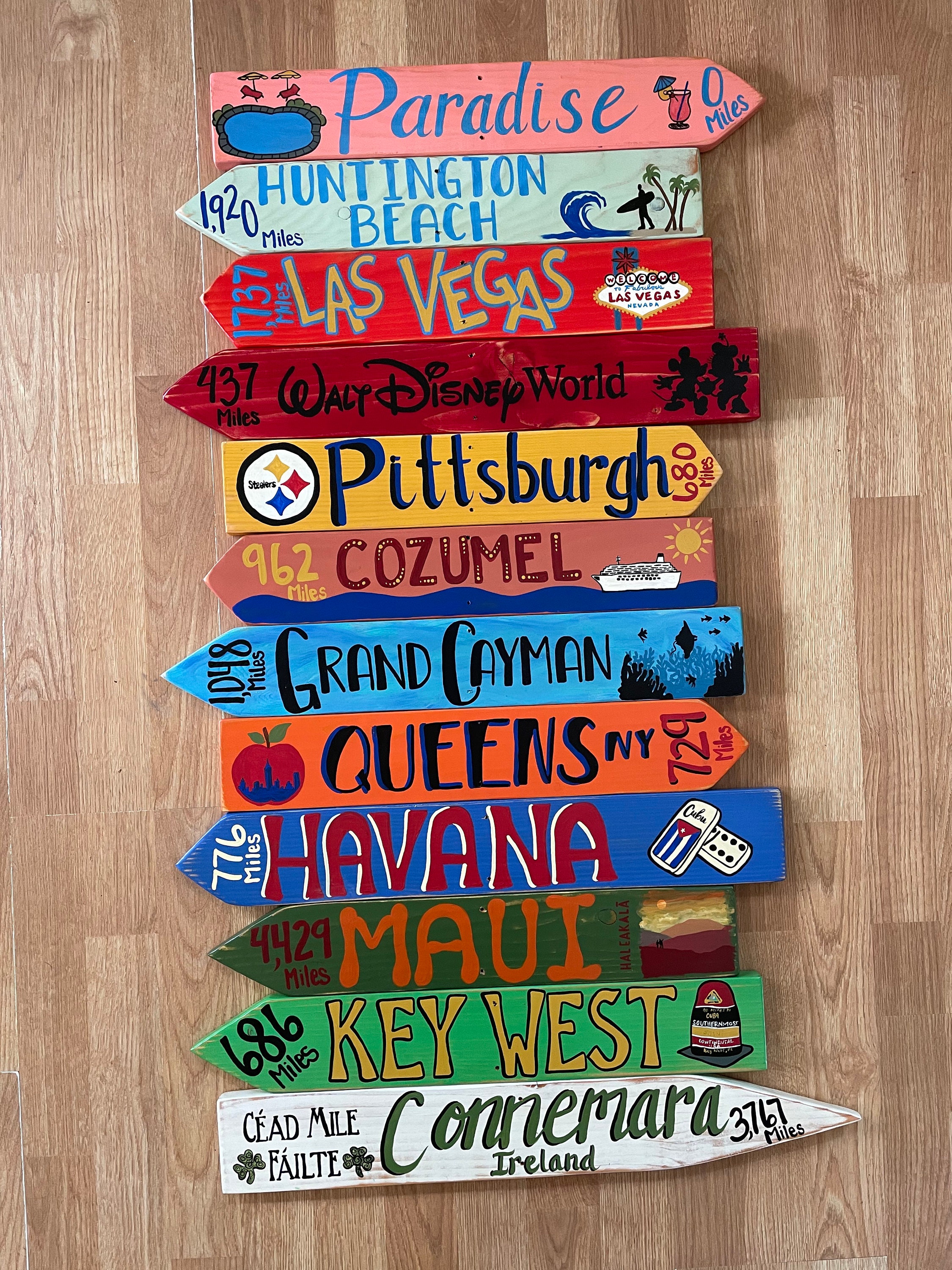 8 Custom Directional Mileage Signs Destination Sign Travel Etsy