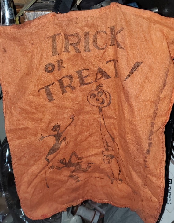 Early Hand made Cloth Trick or Treat Bag