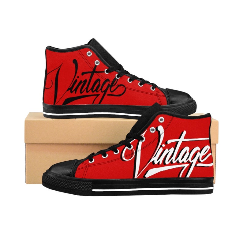 Vintage Healthy Living Shoes for Men Gift for Him Exclusive Red VHL Classics Men/'s Vintage High-top Sneakers