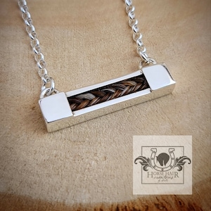 Half Size Horizontal Bar Sterling Silver Braided Horse Hair Pendant Necklace - CUSTOM ORDER