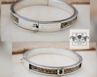 DUAL CHANNEL Open Bangle Horse Hair Cuff Bracelet - Solid Sterling Silver - Custom Order