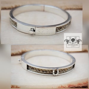 DUAL CHANNEL Open Bangle Horse Hair Cuff Bracelet - Solid Sterling Silver - Custom Order