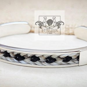 Horse Hair Cuff Bracelet - Solid Sterling Silver - Short Channel Style - Custom Order