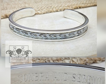 Horse Hair Cuff Bracelet - Solid Sterling Silver With No Centerpiece "Barefoot" Option - Custom Order