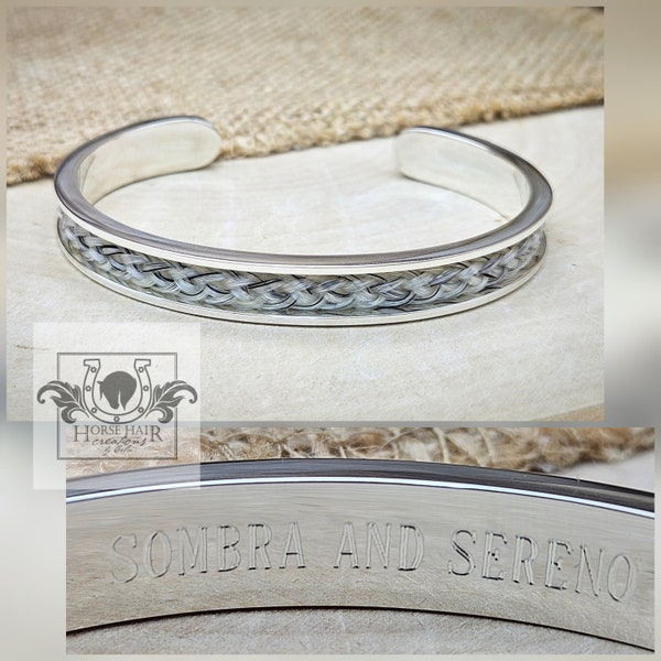 Horse Hair Cuff Bracelet - Solid Sterling Silver With No Centerpiece "Barefoot" Option - Custom Order