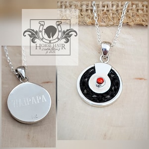 Small Circle w/ Opal Cabachon Inlay Sterling Silver Circle Braided Horse Hair Pendant Necklace - CUSTOM ORDER