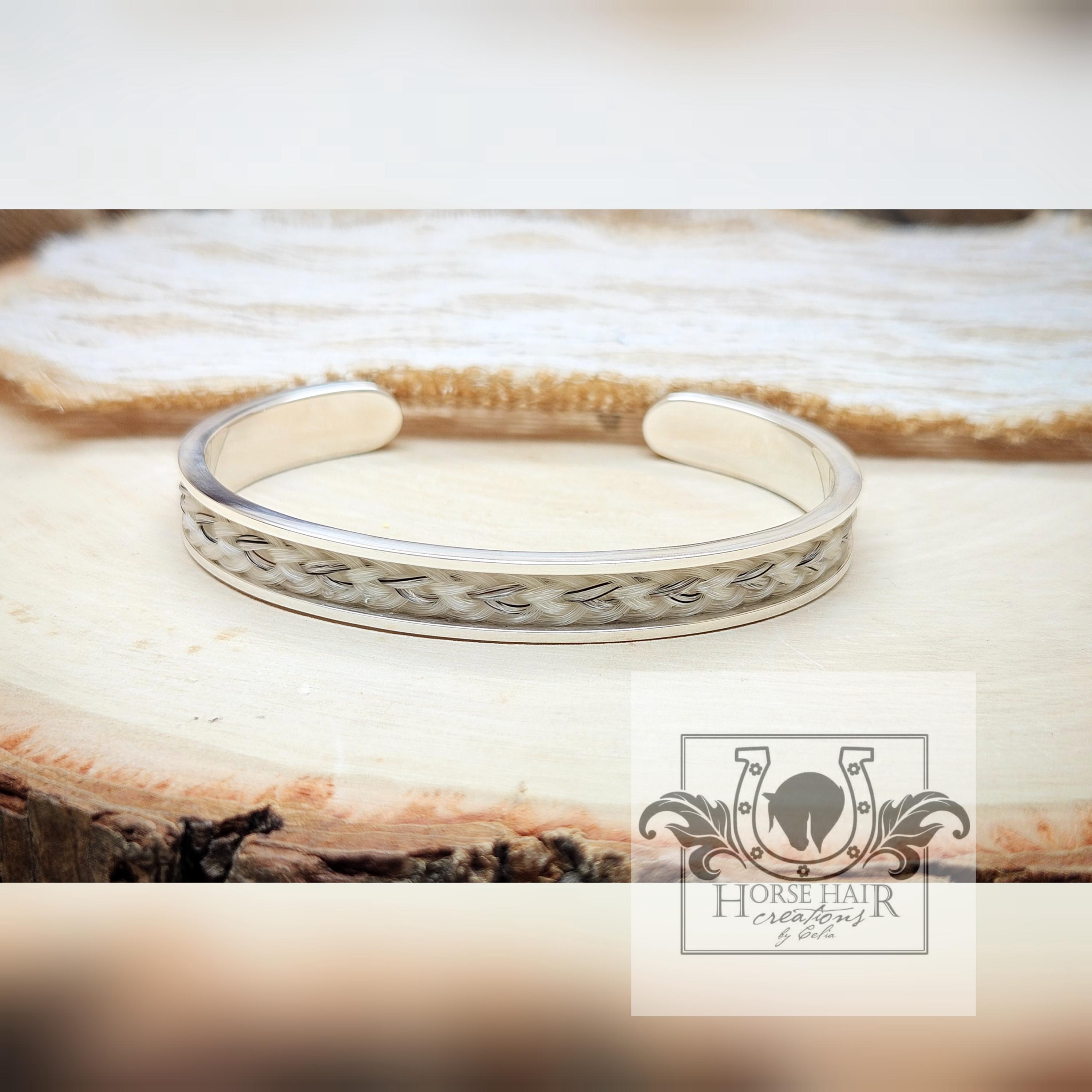 Horse Hair Cuff Bracelet - Solid Sterling Silver With No
