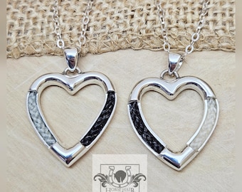 Small Heart Sterling Silver Braided Horse Hair Pendant - 20x22 mm - CUSTOM ORDER