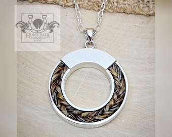 Large Circle Sterling Silver Braided Horse Hair Pendant Necklace - CUSTOM ORDER