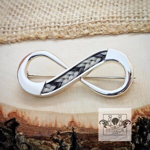 Custom Sterling Silver Horsehair Brooch Pin: Large Infinity Design