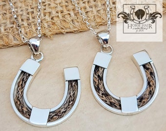 Horseshoe Style Sterling Silver Braided Horse Hair Pendant - CUSTOM ORDER