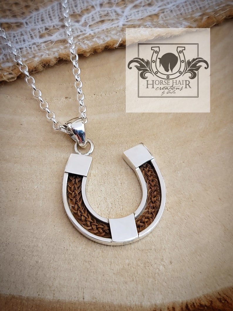 Horseshoe Style Sterling Silver Braided Horse Hair Pendant Etsy