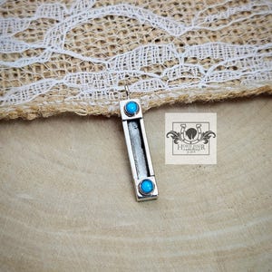 Half Size Vertical Bar w/ Turquoise Ends - Sterling Silver Braided Horse Hair Pendant Necklace - CUSTOM ORDER