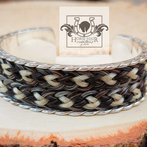 Extra Wide Scroll Cuff Bracelet Solid Sterling Silver w/ Braided Horse Hair Inlay Custom Order image 10