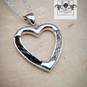 Small Heart Sterling Silver Braided Horse Hair Pendant - 20x22 mm - CUSTOM ORDER