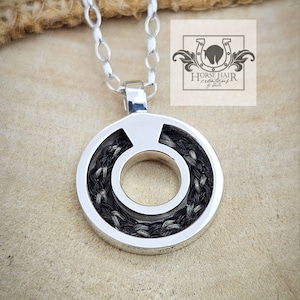 Small Circle Style Sterling Silver Braided Horse Hair Pendant Necklace - CUSTOM ORDER