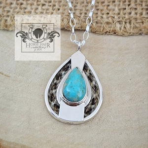Turquoise Inlay Teardrop Style Sterling Silver Braided Pendant Necklace - CUSTOM ORDER