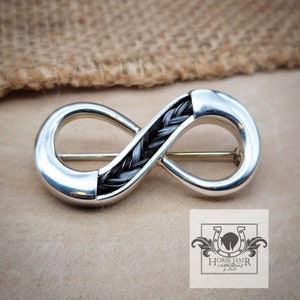 Small Infinity Sterling Silver Stock/Brooch Pin - Custom made with your horse's hair or my stock hair