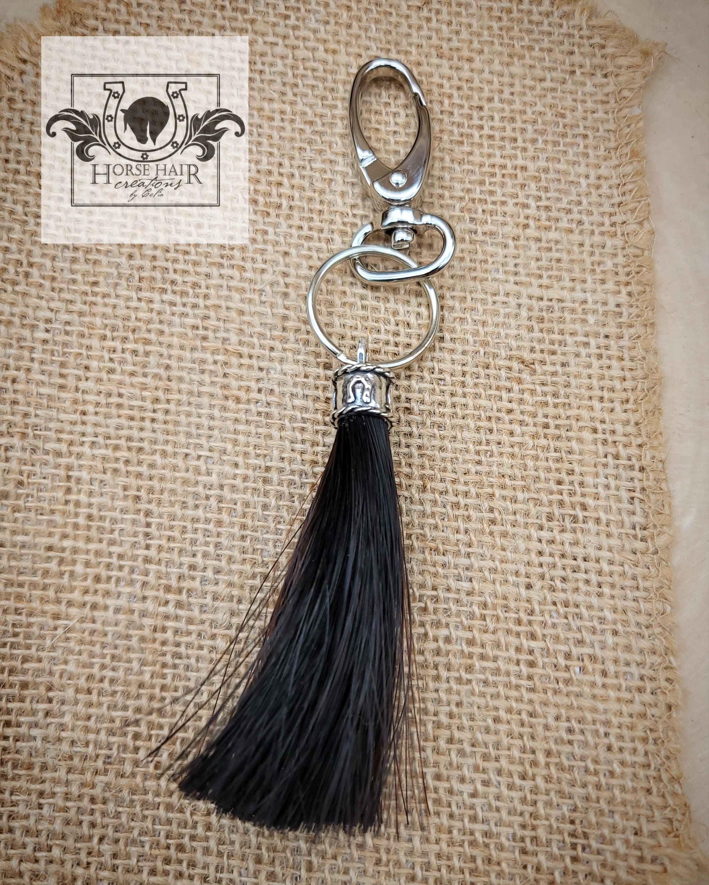 Horse Hair Tassel Keychain or Keepsake - Sterling Silver Cap