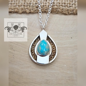 Turquoise Inlay Teardrop Style Sterling Silver Braided Pendant Necklace - CUSTOM ORDER