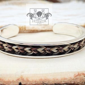 10mm Wide Horse Hair Cuff Bracelet - No Centerpiece - Solid Sterling Silver  - Custom Order