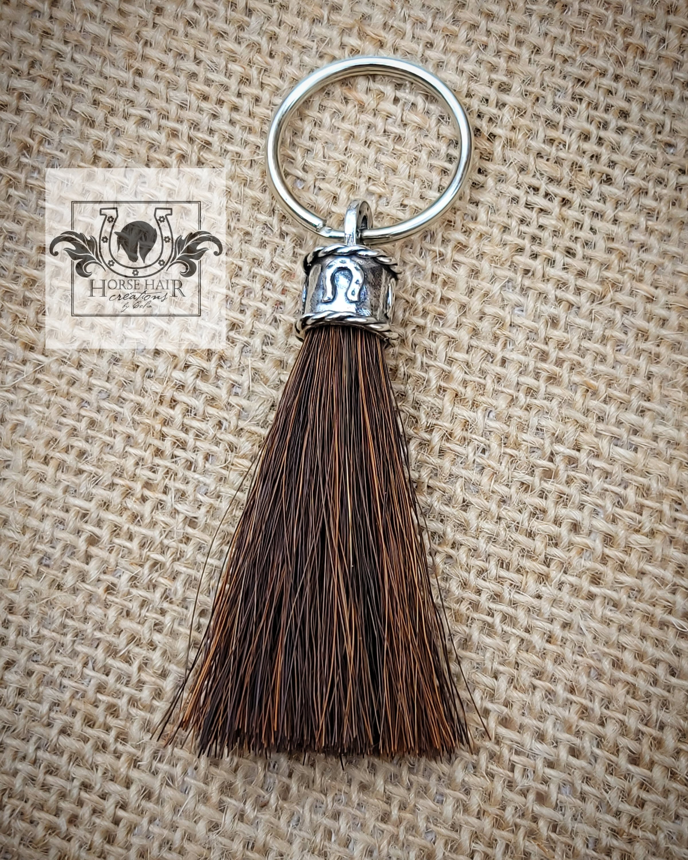 Horse Hair Tassel Keychain or Keepsake - Sterling Silver Cap