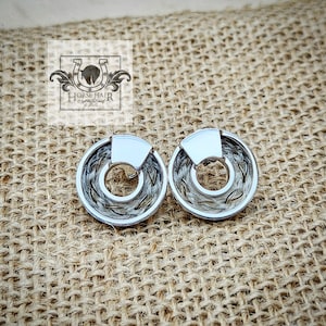 Channel Earrings - Horseshoe or Circle Style - Sterling Silver w/ Braided Horse Hair Inlay-Custom made with your horse&#39;s hair or stock hair