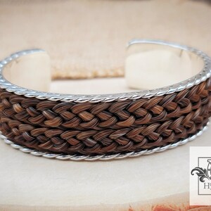 Extra Wide Scroll Cuff Bracelet Solid Sterling Silver w/ Braided Horse Hair Inlay Custom Order image 7