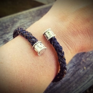 Braided Fully Adjustable Sterling Silver Horse Hair Cuff Bracelet - Custom Order
