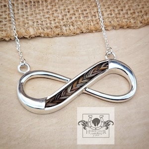 LARGE Infinity Sterling Silver Braided Horse Hair Pendant Necklace 50x20mm - CUSTOM ORDER
