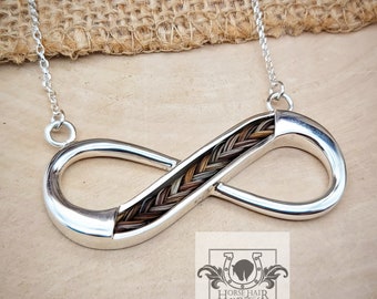 LARGE Infinity Sterling Silver Braided Horse Hair Pendant Necklace 50x20mm - CUSTOM ORDER