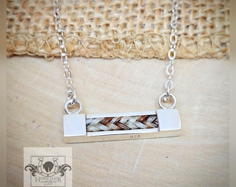 Half Size Horizontal Bar Sterling Silver Braided Horse Hair Pendant Necklace - CUSTOM ORDER