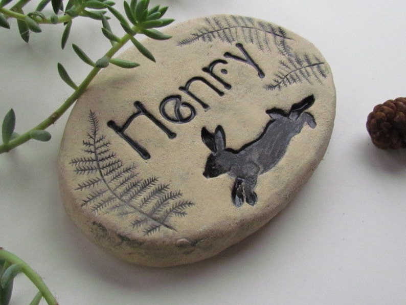 Rabbit memorial stone. PERSONALIZED rabbit grave marker. High Etsy