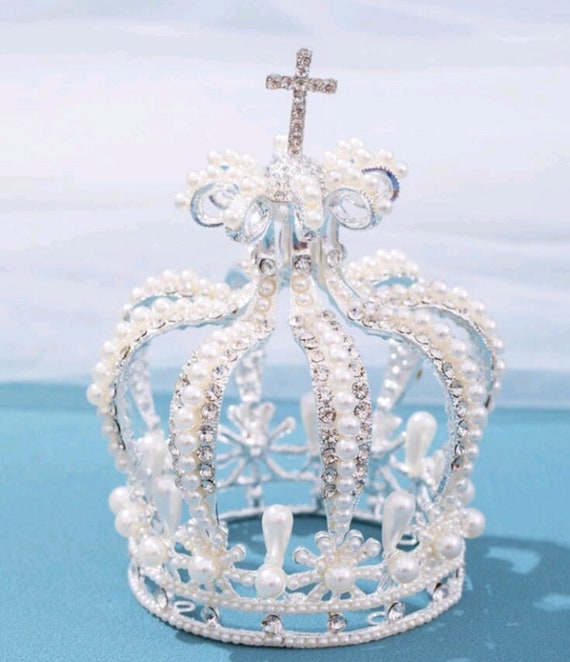 Faux Pearl & Rhinestone Decor Bride Crown - Etsy display picture 3