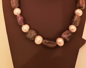 Amethyst and Freshwater Pearl Necklace